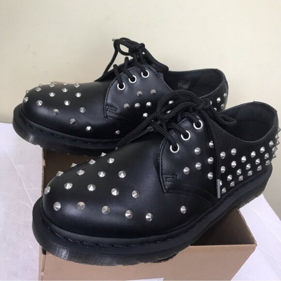 Dr. Martens NEW Stud WANAMA 1461 Leather Oxford Shoe Unisex Combat Boots 8 Black - Picture 15 of 16